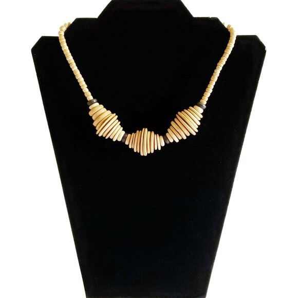 Unbranded Jewelry - African tribal wooden disc beaded choker statement necklace